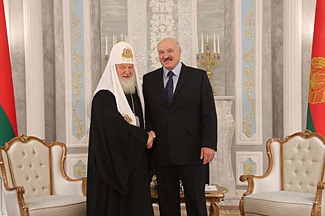 Лукашэнка сустрэўся з Патрыярхам Кірылам у Палацы Незалежнасці