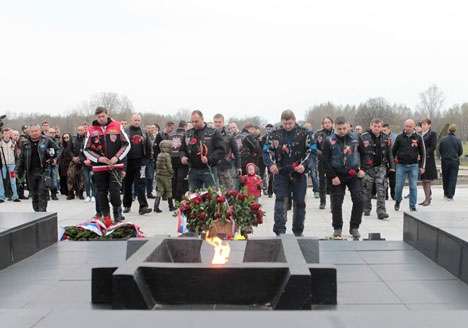 Russian bikers visit Khatyn memorial in Belarus