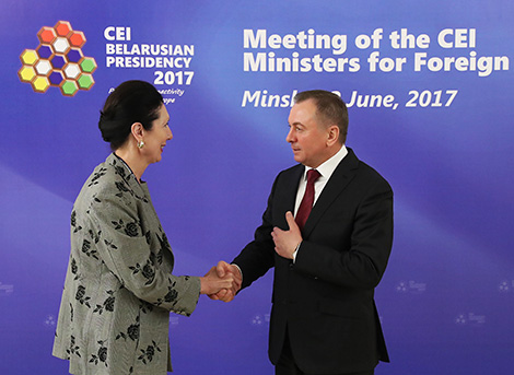 Belarus’ Minister of Foreign Affairs Vladimir Makei and CEI Alternate Secretary General Margot Klestil-Loffler