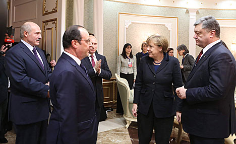 Four heads of state gather in Minsk’s Palace of Independence for talks on Ukraine Four heads of state gather in Minsk’s Palace of Independence for talks on Ukraine