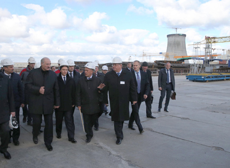 Belarusian President Alexander Lukashenko during the visit to the BelNPP construction site 