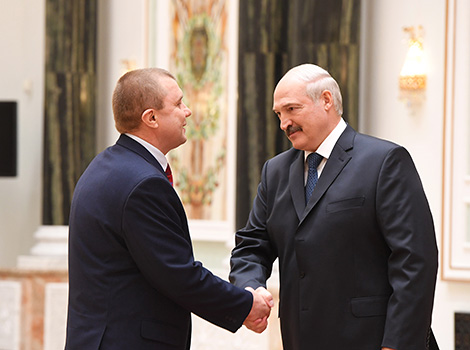 Director of the Minsk City Center of Olympic Training in Martial Arts Vladimir Yeremenko receives the Honored Coach of Belarus title