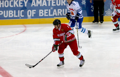 Belarus President’s Team lift Christmas ice hockey trophy for tenth time