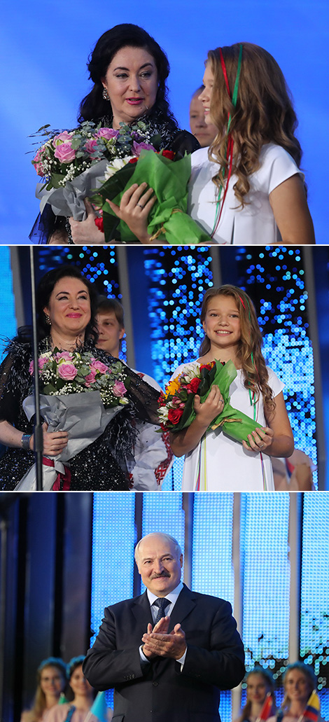 Belarus president awards winner of children music contest at Slavianski Bazaar in Vitebsk