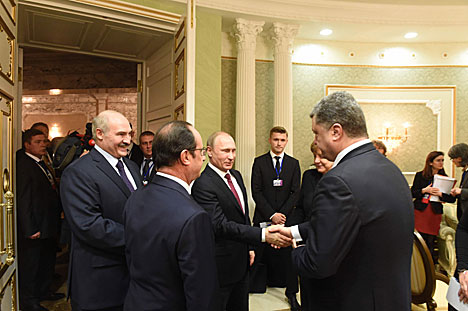 Four heads of state gather in Minsk’s Palace of Independence for talks on Ukraine Four heads of state gather in Minsk’s Palace of Independence for talks on Ukraine