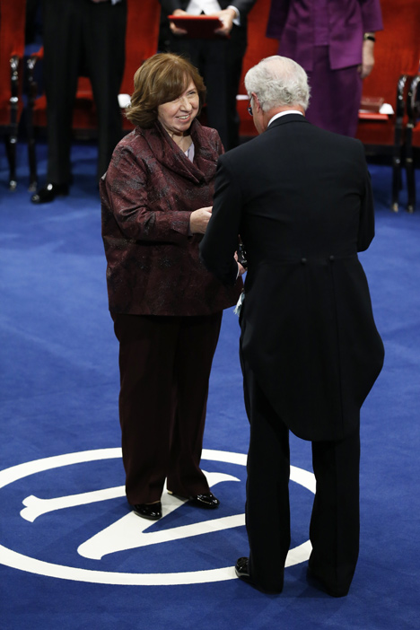Belarusian writer Svetlana Alexievich receives Nobel Prize in Literature