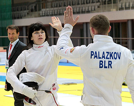 Yekaterina Orel of Belarus in fencing event