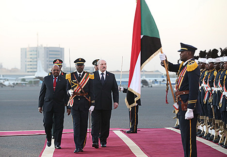 Belarus President Alexander Lukashenko during official welcome ceremony