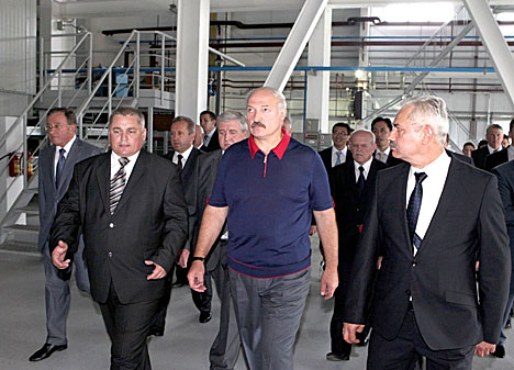 Lukashenko during his trip to the Bereza state district power plant
