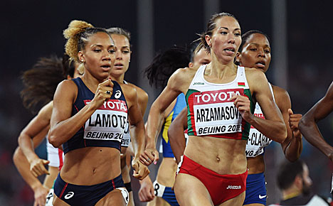 Marina Arzamasova at the IAAF World Athletics Championships in Beijing