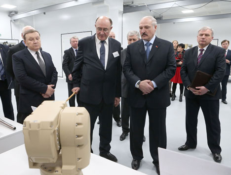 Belarus President Alexander Lukashenko visited the company OAO Peleng