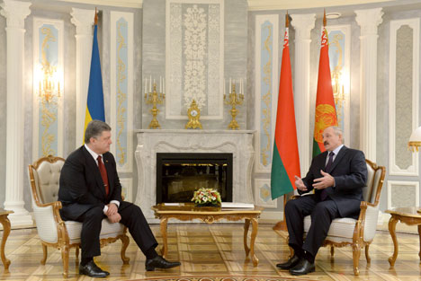 Belarus President Alexander Lukashenko and Ukraine President Petro Poroshenko Belarus President Alexander Lukashenko and Ukraine President Petro Poroshenko