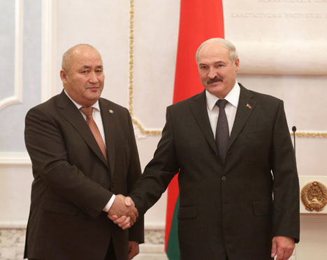 Belarusian President Alexander Lukashenko and the Ambassador of Afghanistan to Belarus