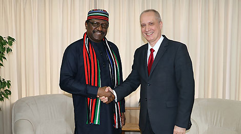 Steve Davies Ugbah and Andrei Dapkiunas. Photo courtesy of Belarus' Ministry of Foreign Affairs