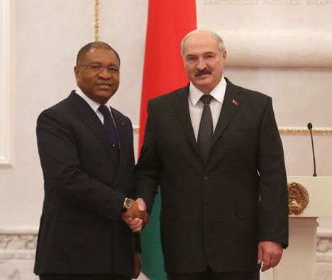 Belarusian President Alexander Lukashenko and the Ambassador of Congo to Belarus