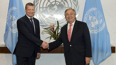 Valentin Rybakov and Antonio Guterres. Photo MFA of Belarus