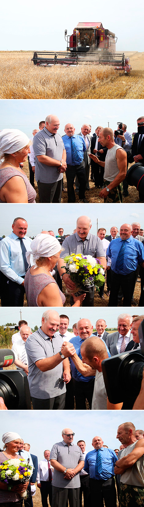 Alexander Lukashenko talked to local combine operators – the Khoruzhys family