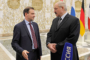 Lukashenko gives interview to Brilyov after Normandy 4 summit in Minsk