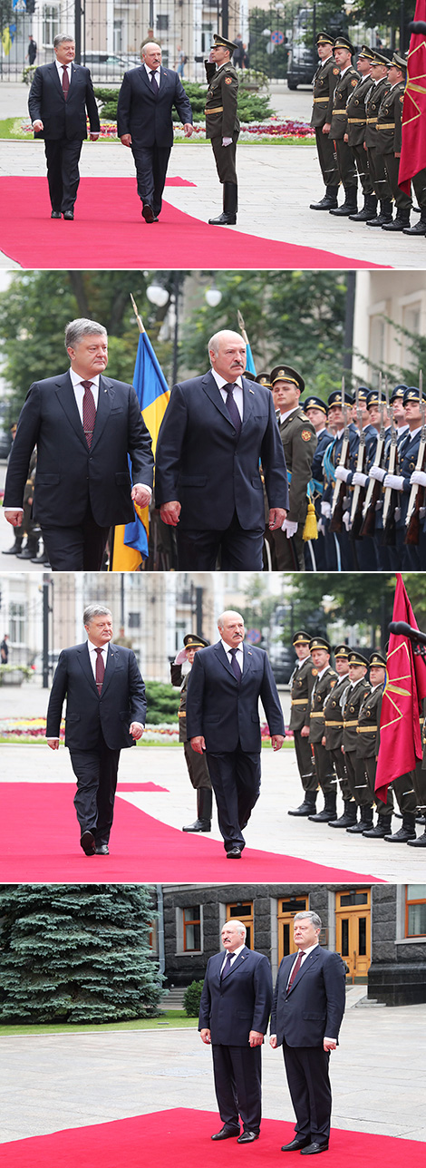 Церемония официальной встречи Президента Беларуси Александра Лукашенко с участием военнослужащих роты почетного караула