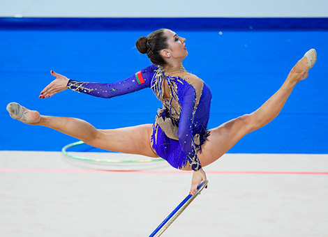 Yekaterina Galkina of Belarus bagged two bronze medals in the Ball and Ribbon routines