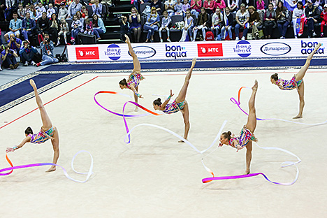 The Belarusian team in the Five Ribbons group events