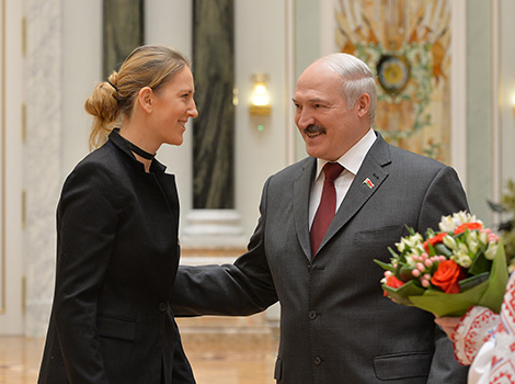 Belarus President Alexander Lukashenko presented the Orders of Honor to Belarusian tennis player Victoria Azarenka