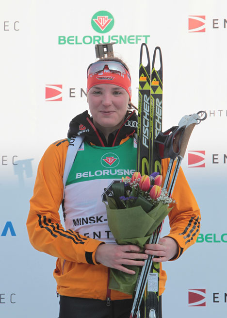 Marie Heinrich won gold in the 10K Junior Women's Pursuit 