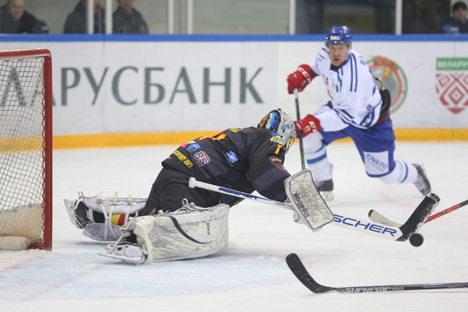 Finland’s Jani Rita scores first goal of Christmas ice hockey tournament in Minsk
