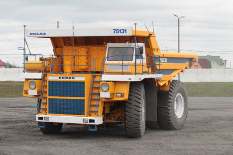 BelAZ robot truck in spotlight in Belarusian Zhodino