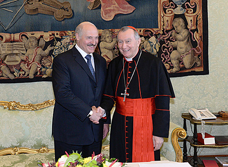 Belarus President Alexander Lukashenko and Secretary of State of the Holy See Cardinal Pietro Parolin