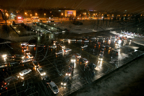 New Year car flashmob at Minsk Tractor Works