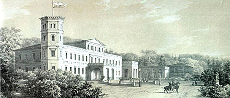 The Oginski estate in Zalesye, Smorgon District, engraving by Napoleon Orda