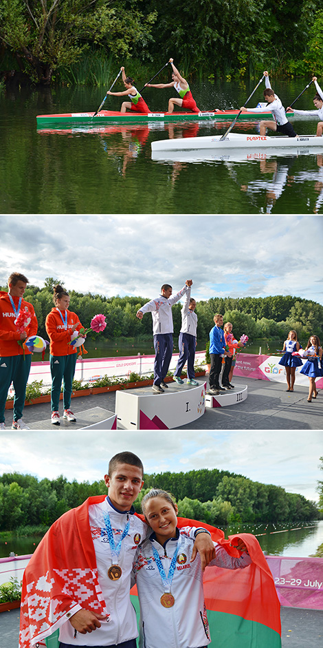 Vladislav Shakhnitsky and Anastasia Zhuk clinched gold in the Mixed C2-500m, setting a new record