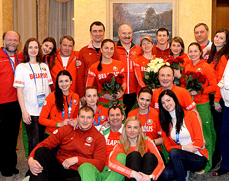 Lukashenko with the Belarusian team in Sochi