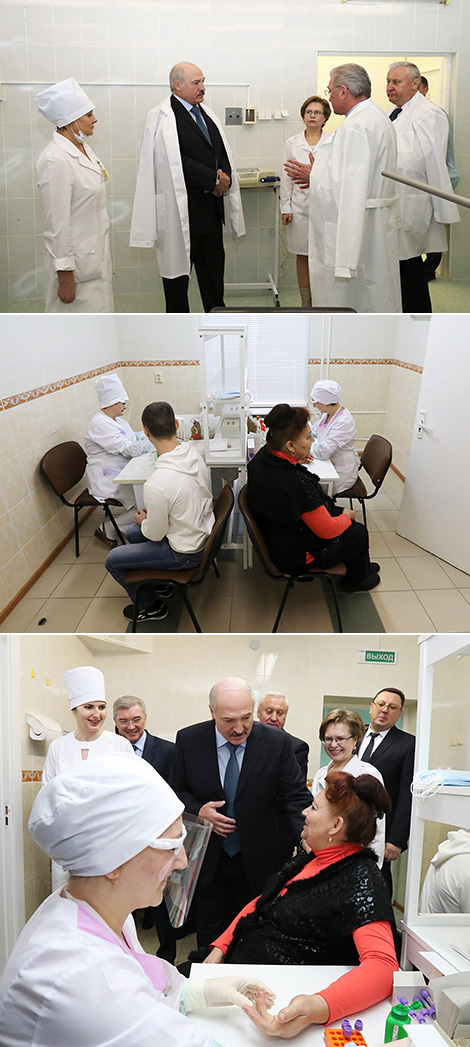 Alexander Lukashenko during a visit to the Buda-Koshelevo Central District Hospital