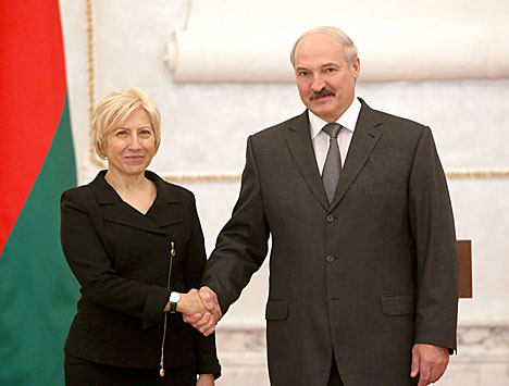 Lukashenko and Ambassador of Greece Danae-Magdalini Kumanaku