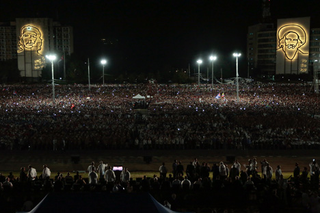 The ceremony took place near the Jose Marti Memorial in Revolution Square in Havana