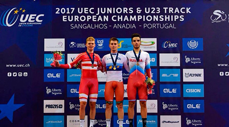 Никлас Ларсен, Евгений Королек и Максим Пискунов. Фото Европейского велосипедного союза