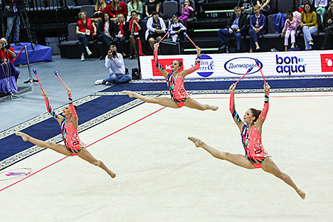 Сборная Беларуси завоевала золотую награду в многоборье на этапе Кубка мира по художественной гимнастике