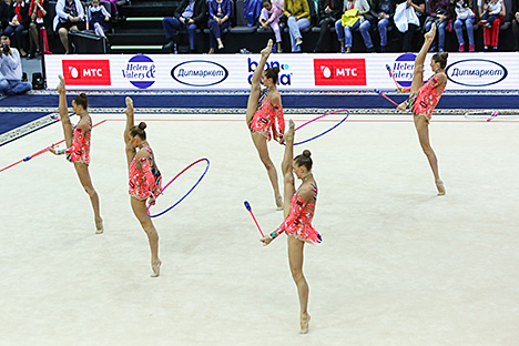 Сборная Беларуси завоевала золотую награду в многоборье на этапе Кубка мира по художественной гимнастике