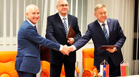 Deputy Head of the BSCC Alexander Kurlypo, Chairman of the Slovakian Supreme Audit Office Karol Mitrik, and CEO of Asseco Central Europe Jozef Klein