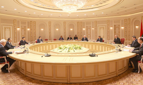 Alexander Lukashenko at the meeting with head of the Chuvash Republic of Russia Mikhail Ignatiev