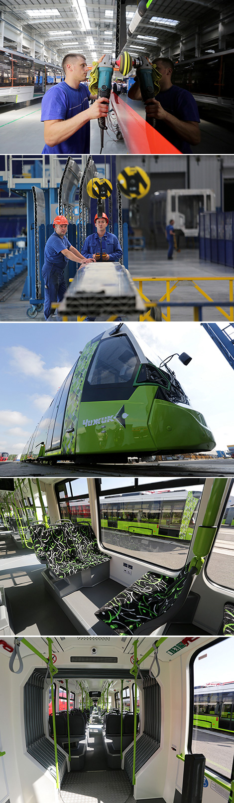 Stadler Minsk rolls out first batch of Metelitsa trams for St Petersburg