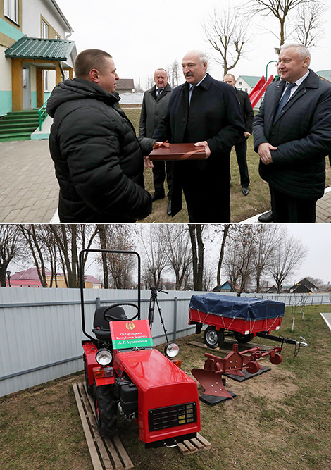 Лукашэнка падарыў міні-трактар дзіцячаму дому сямейнага тыпу ў Буда-Кашалёве