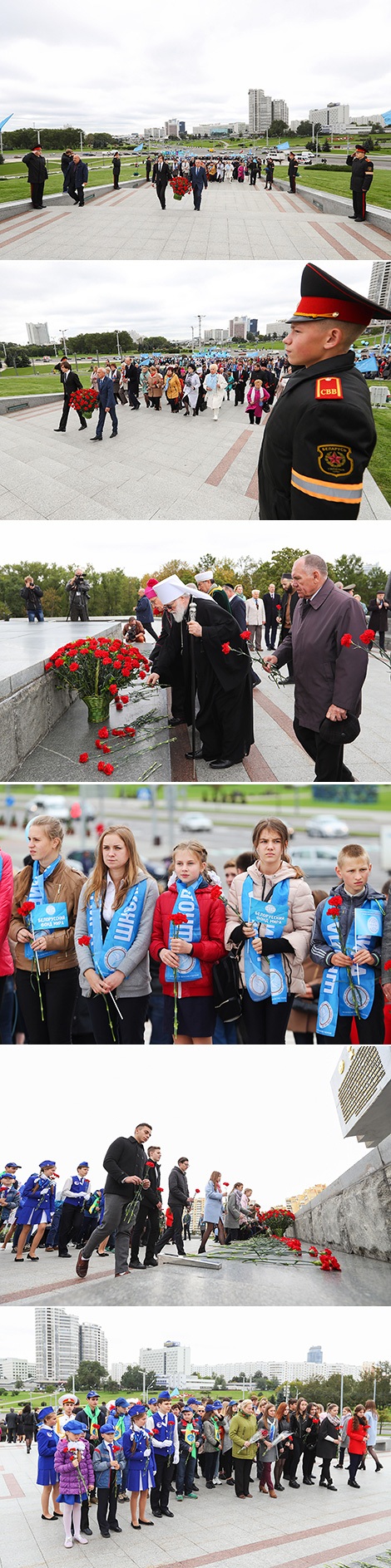 Урачысты мітынг каля абеліска "Мінск - горад-герой"