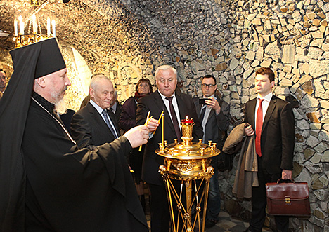 Дзяржаўны сакратар Саюзнай дзяржавы Рыгор Рапота і старшыня Гомельскага аблвыканкама Уладзімір Дворнік падчас цырымоніі