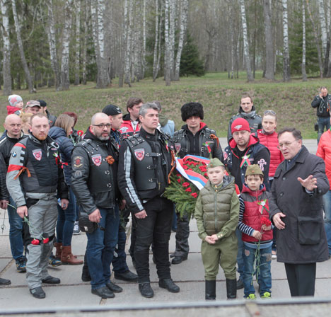 Russian bikers visit Khatyn memorial in Belarus