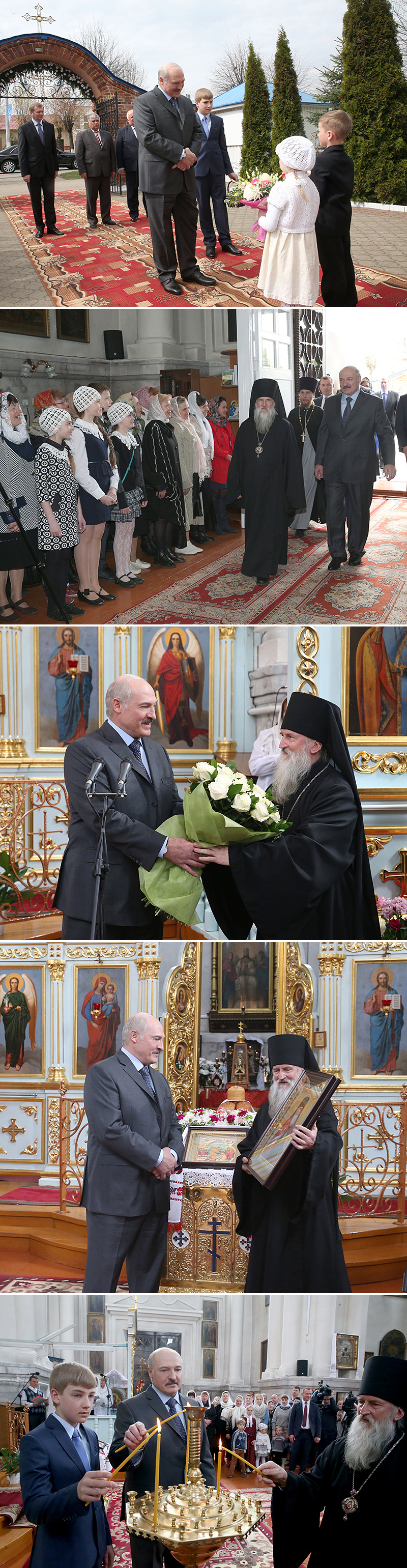 Президент Беларуси Александр Лукашенко в праздник Пасхи по традиции посещает храм в одном из регионов страны