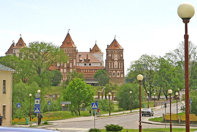 A view of Mir Castle from the village of Mir