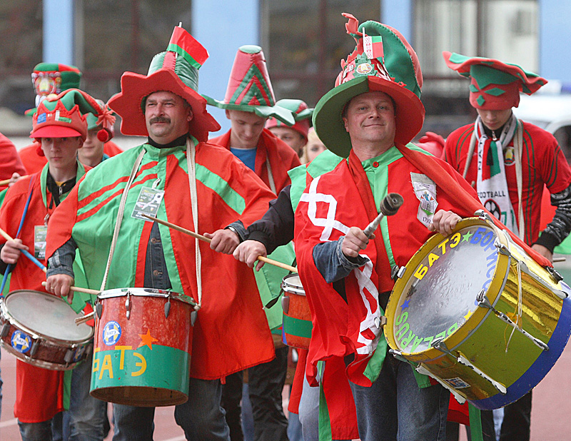 The Belarusian fans at the 2010 World Cup qualifying match
